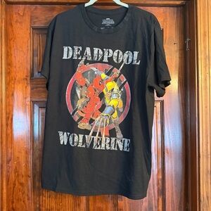 Marvel Black Shirt with Deadpool and Wolverine Design